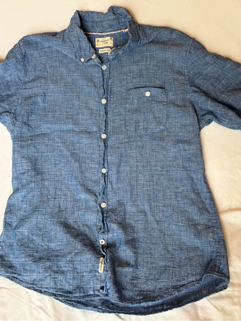 Men’s linen blend button down short sleeve XL